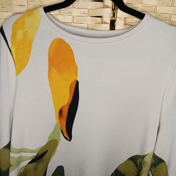 Two Chico's Tops Tropical Long 3/4 Sleeve Pima Cotton Modal Blends 12 - Picture 4 of 13